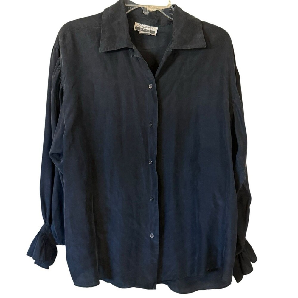 Marnie West Vintage 80s Women's Size Medium 100% Silk Disco Button Up Retro